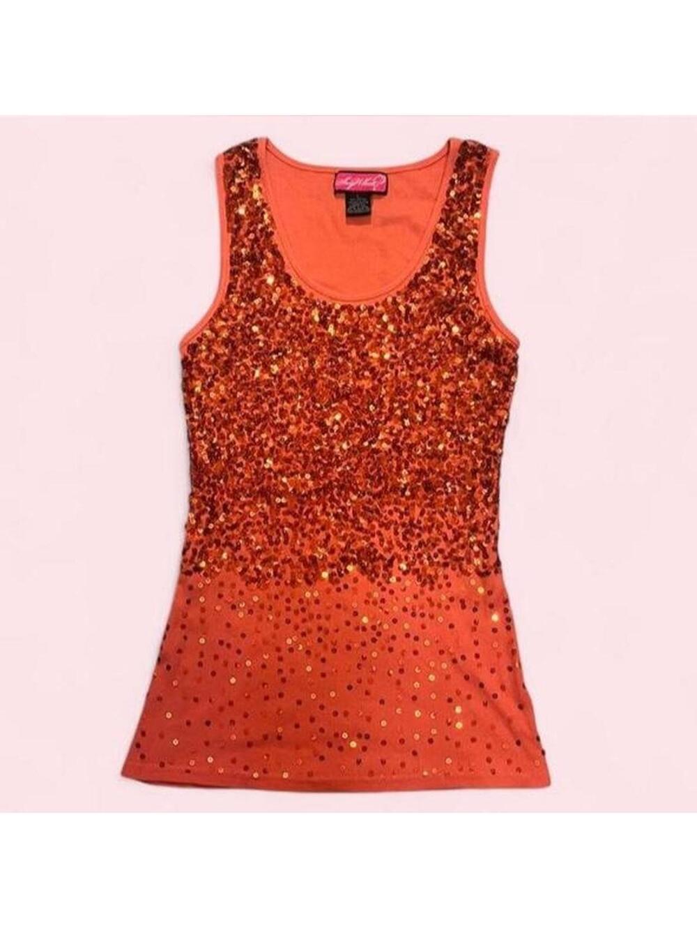 🧡 orange sequin y2k tank top ! 🧡
